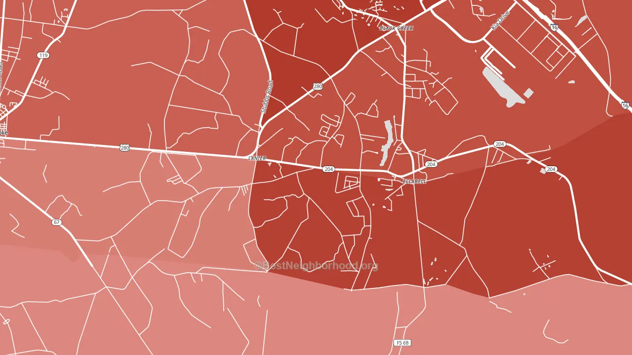 Lanier, GA block-group political-lean map