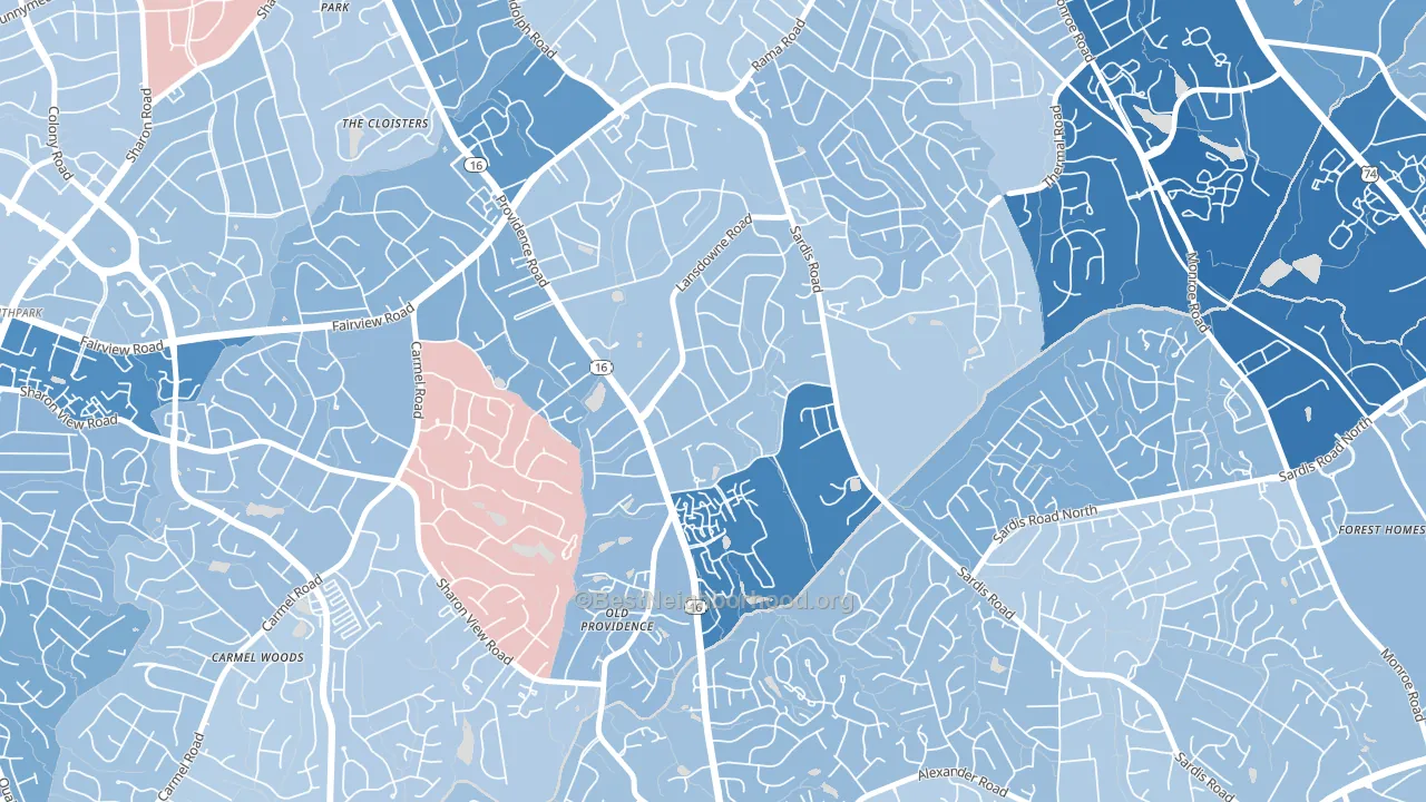 Lansdowne, Charlotte, NC block-group political-lean map