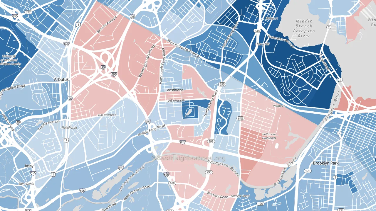 Lansdowne, MD block-group political-lean map