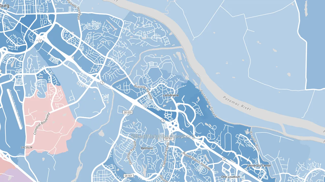 Lansdowne, VA block-group political-lean map