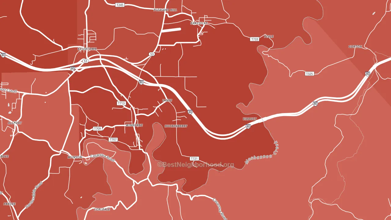 Lanse, PA block-group political-lean map