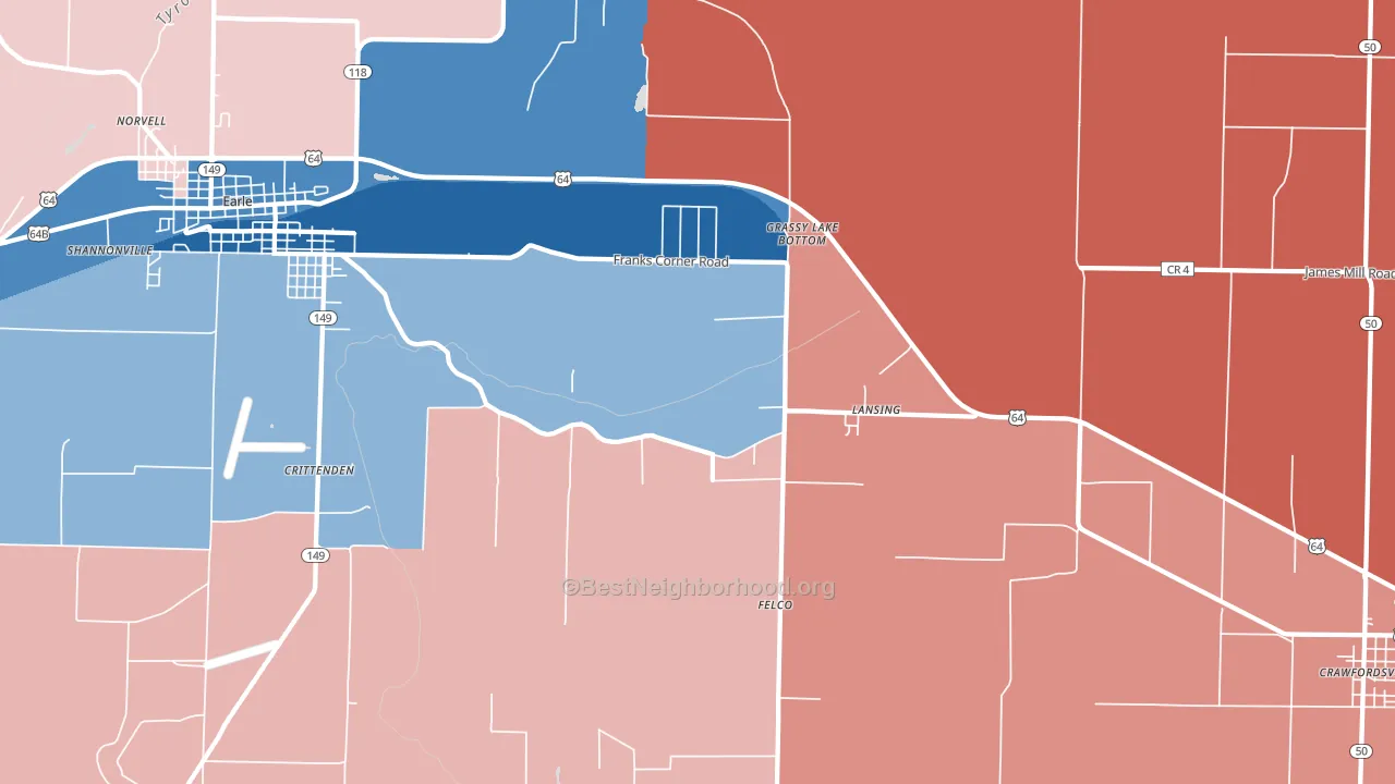 Lansing, AR block-group political-lean map