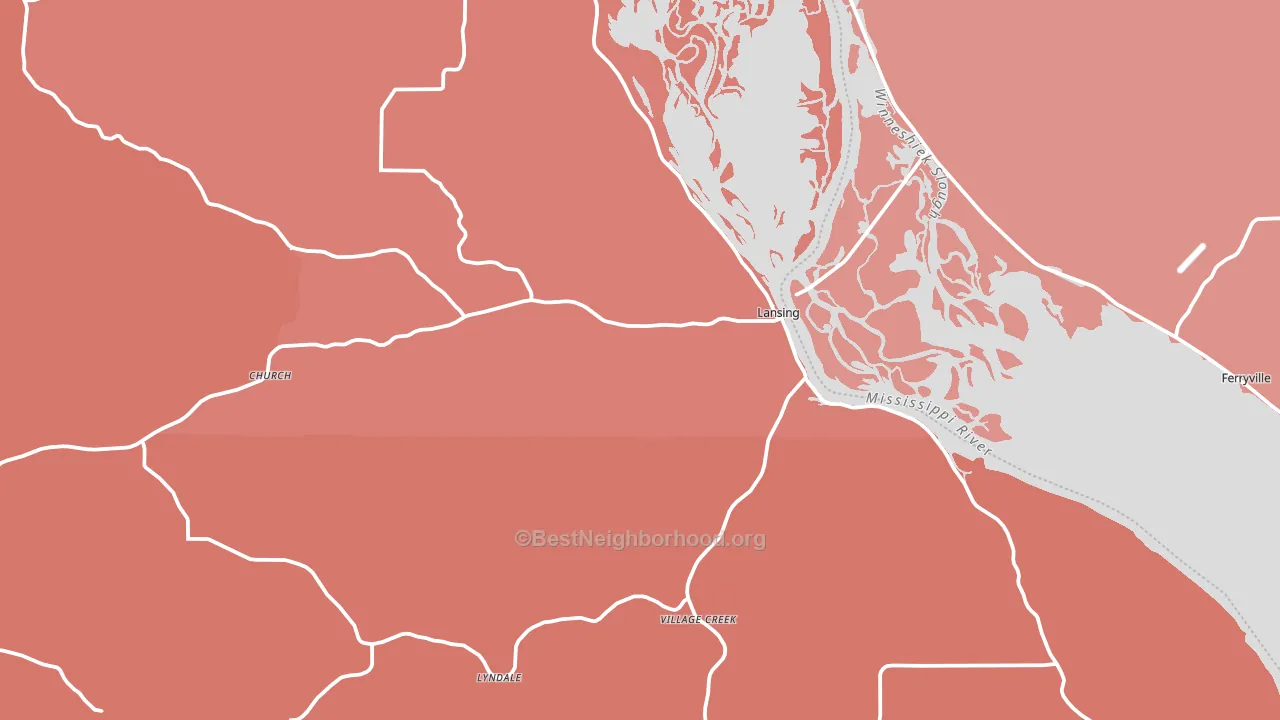 Lansing, IA block-group political-lean map