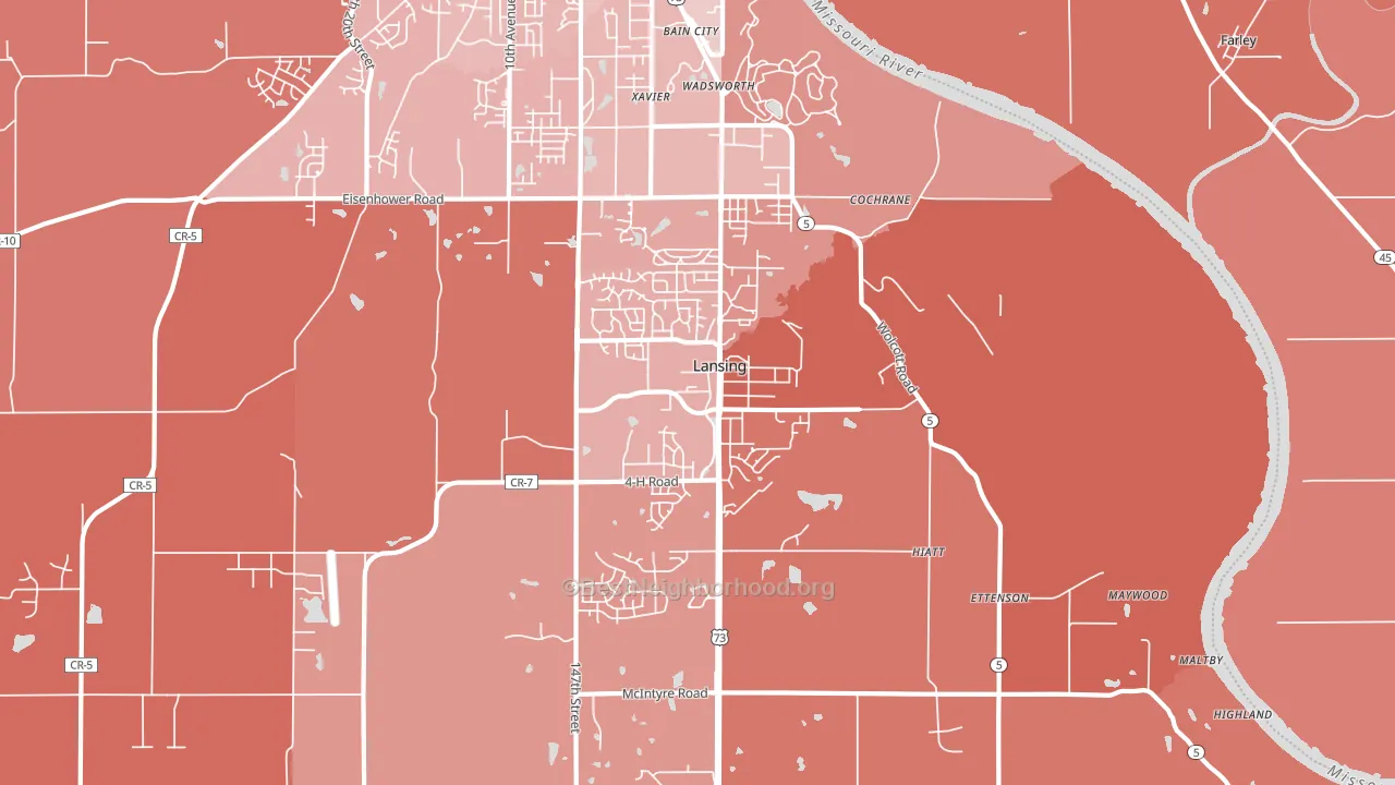 Lansing, KS block-group political-lean map