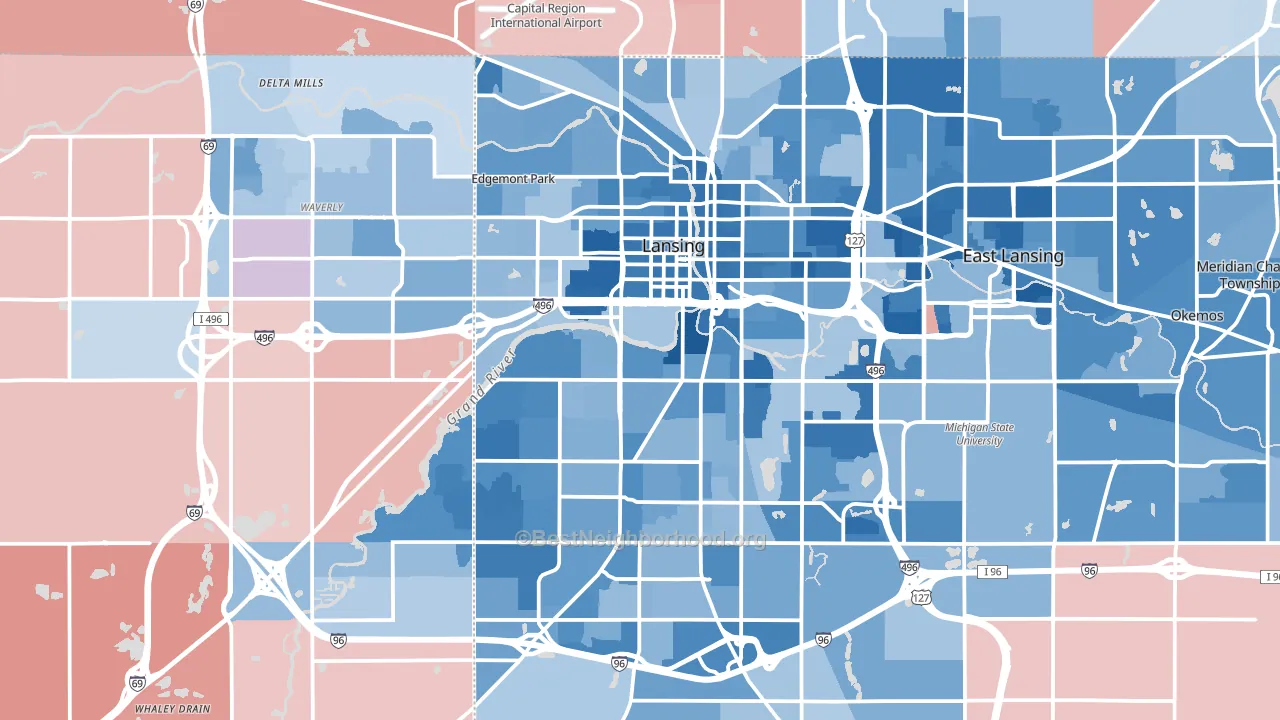 Lansing, MI block-group political-lean map