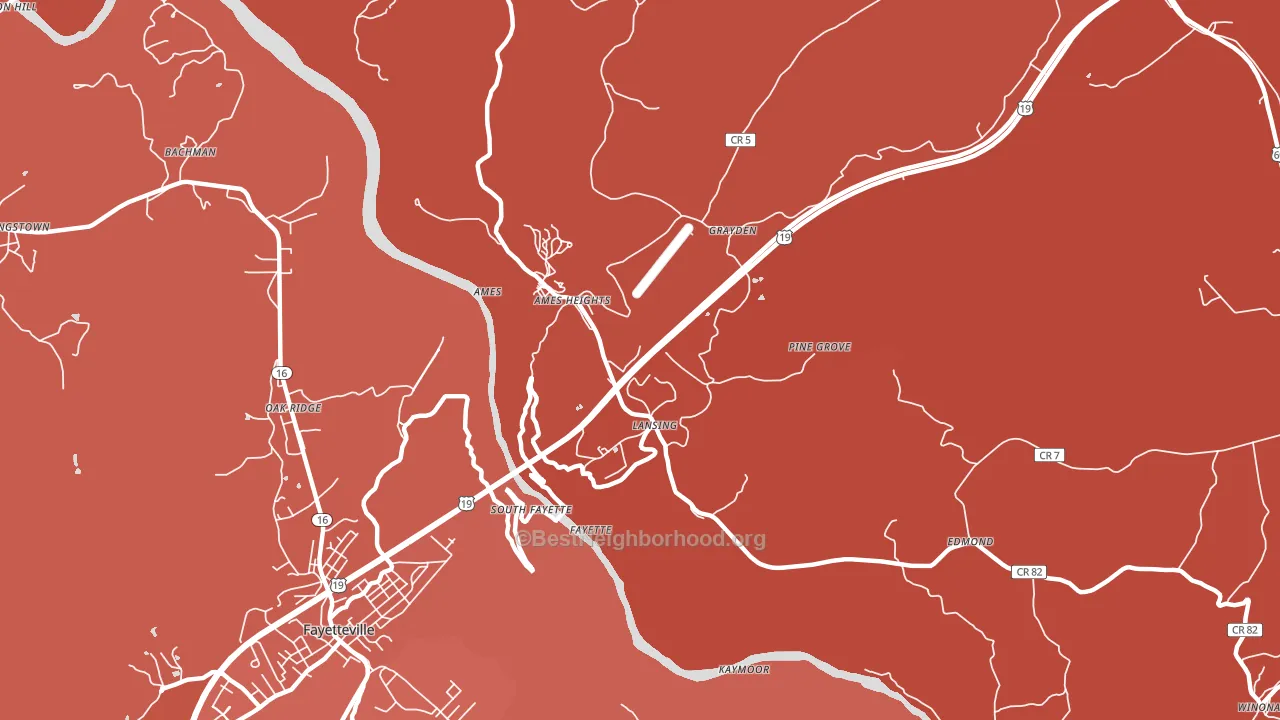 Lansing, WV block-group political-lean map