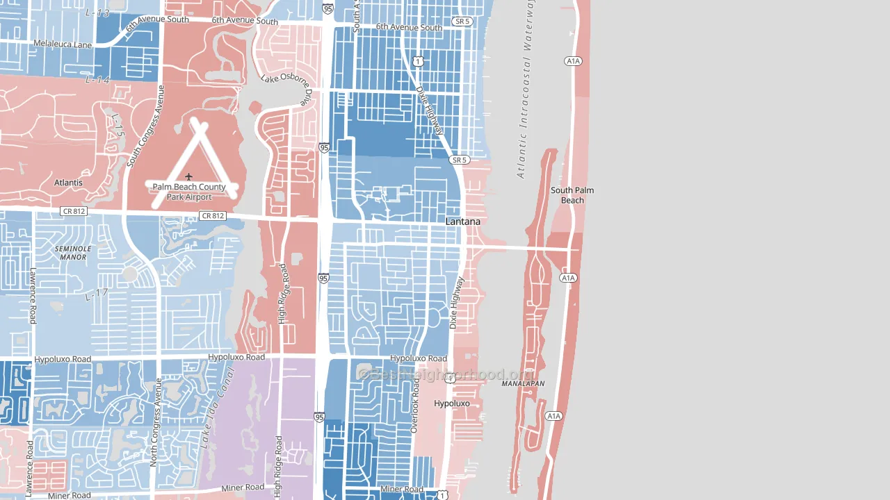 Lantana, FL block-group political-lean map
