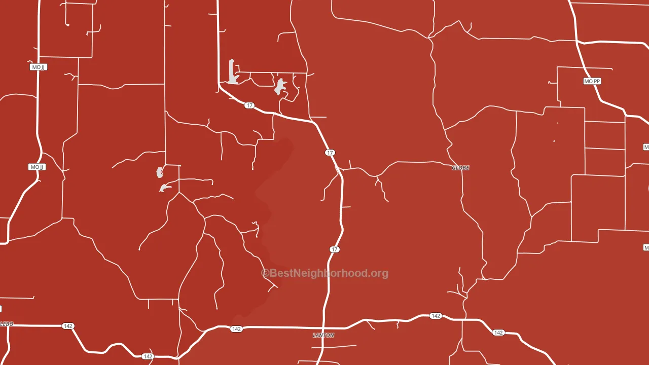 Lanton, MO block-group political-lean map