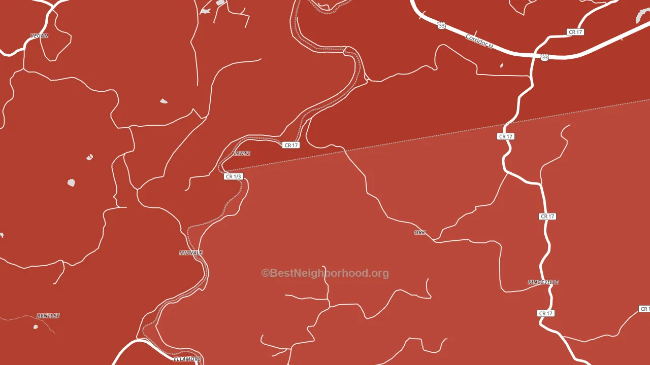Lantz, WV block-group political-lean map