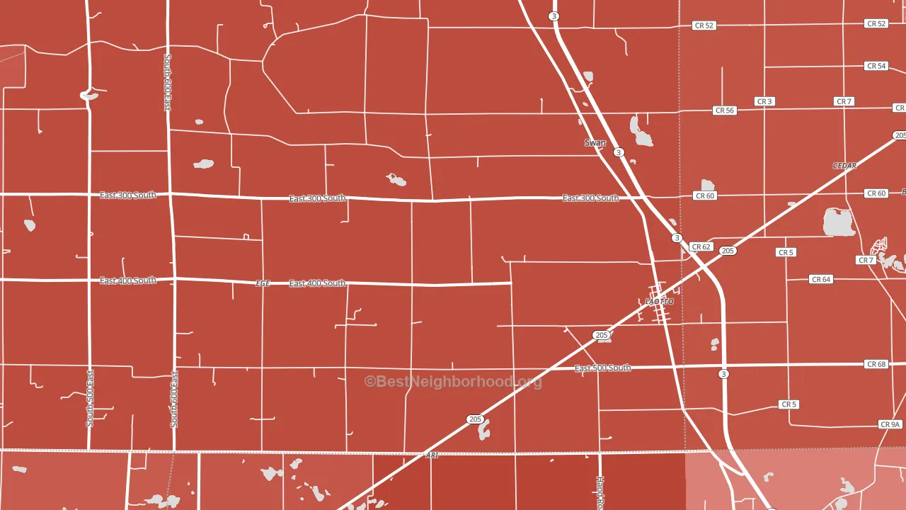 Laotto, IN block-group political-lean map