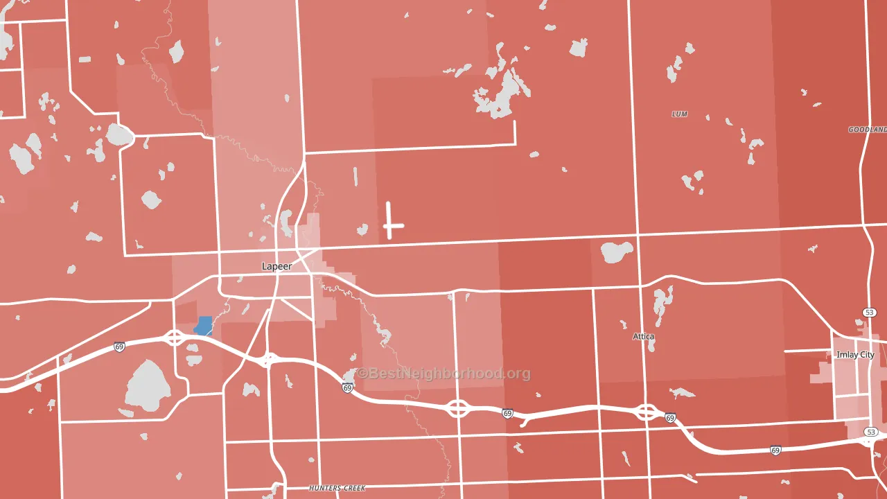 Lapeer County, MI block-group political-lean map