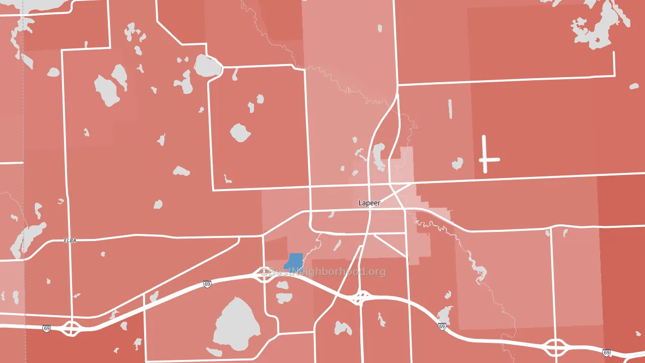 Lapeer, MI block-group political-lean map