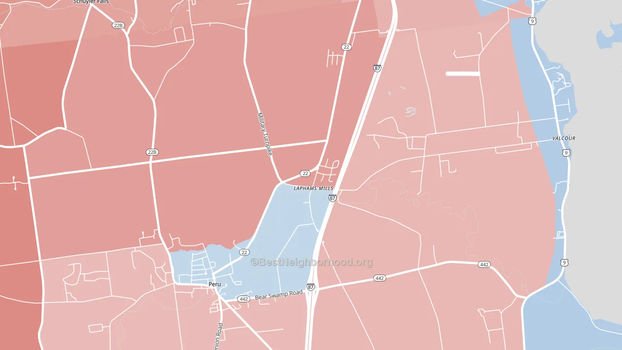 Laphams Mills, NY block-group political-lean map