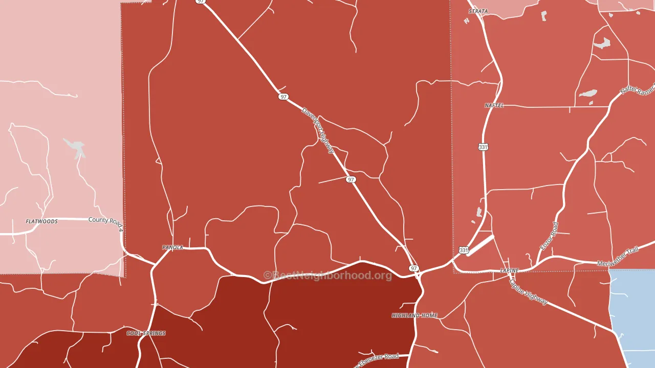 Lapine, AL block-group political-lean map