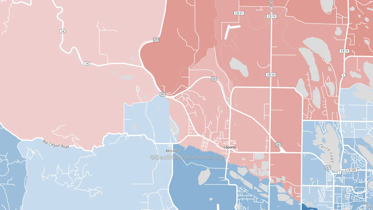 Laporte, CO block-group political-lean map