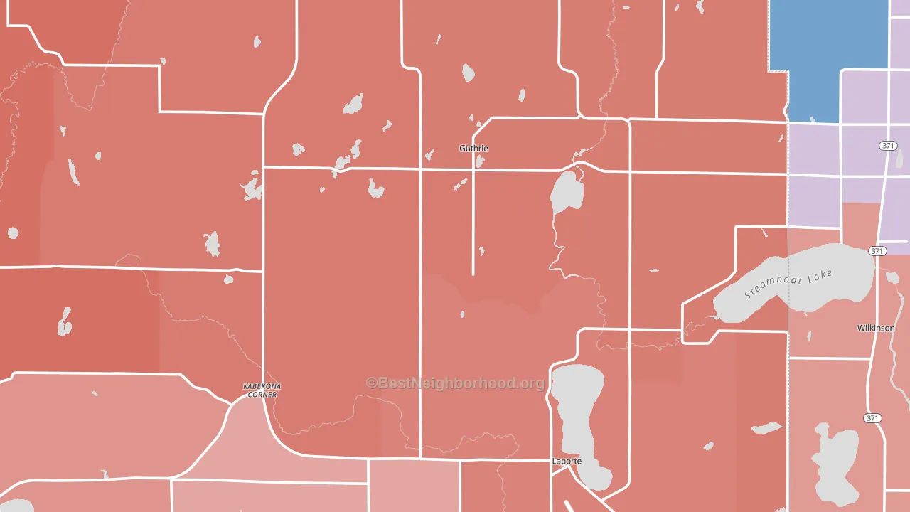 Laporte, MN block-group political-lean map
