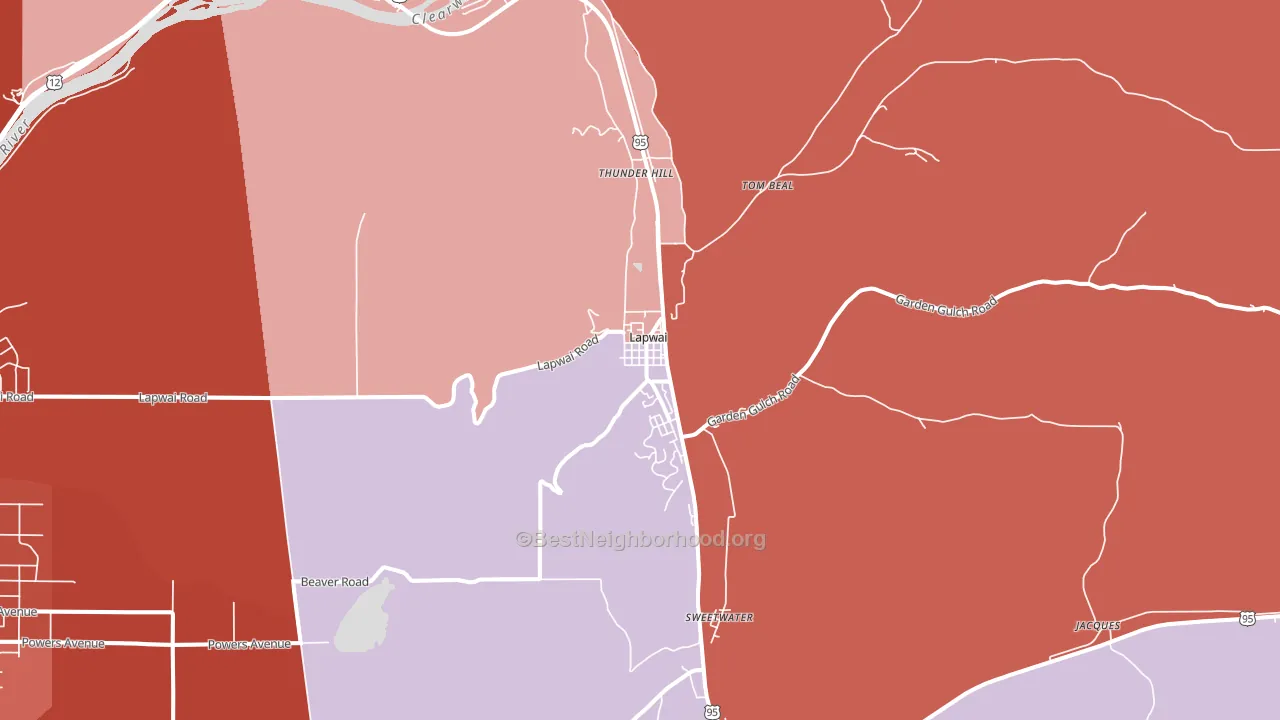 Lapwai, ID block-group political-lean map