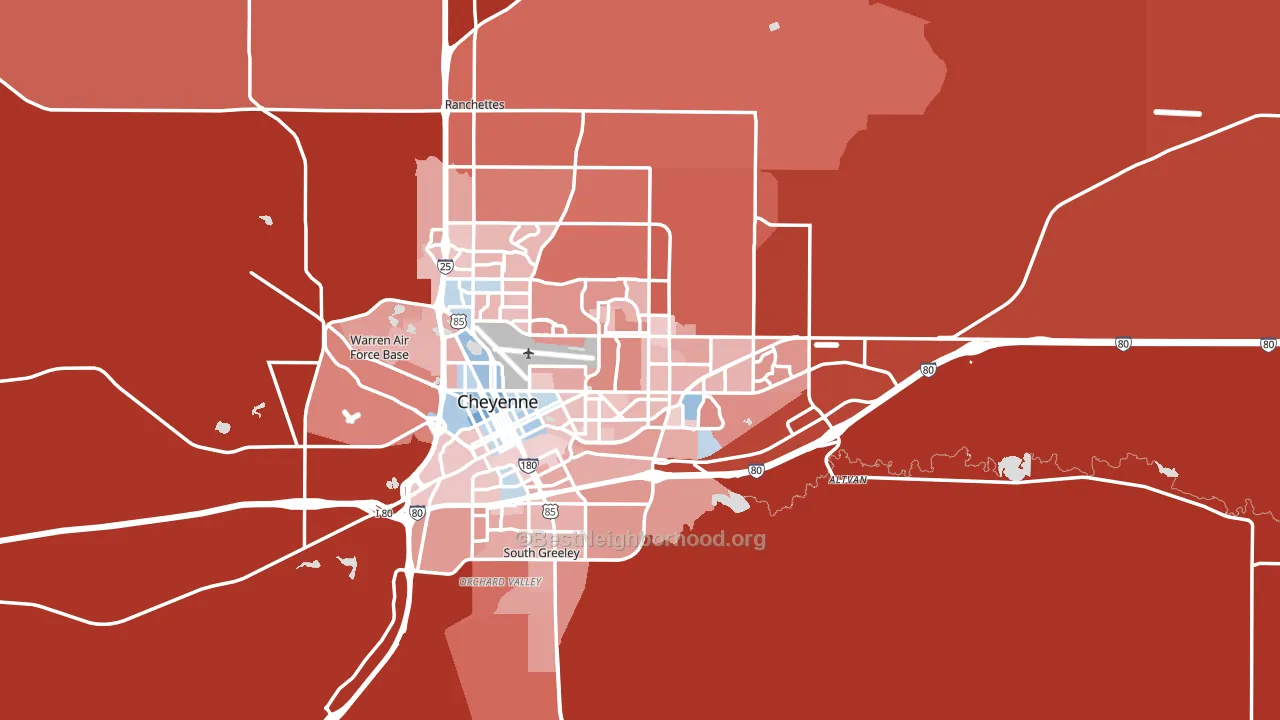 Laramie County, WY block-group political-lean map