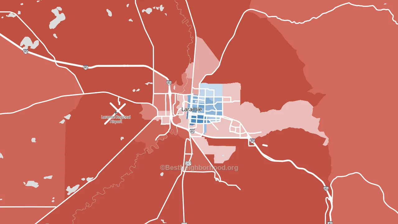 Laramie, WY block-group political-lean map