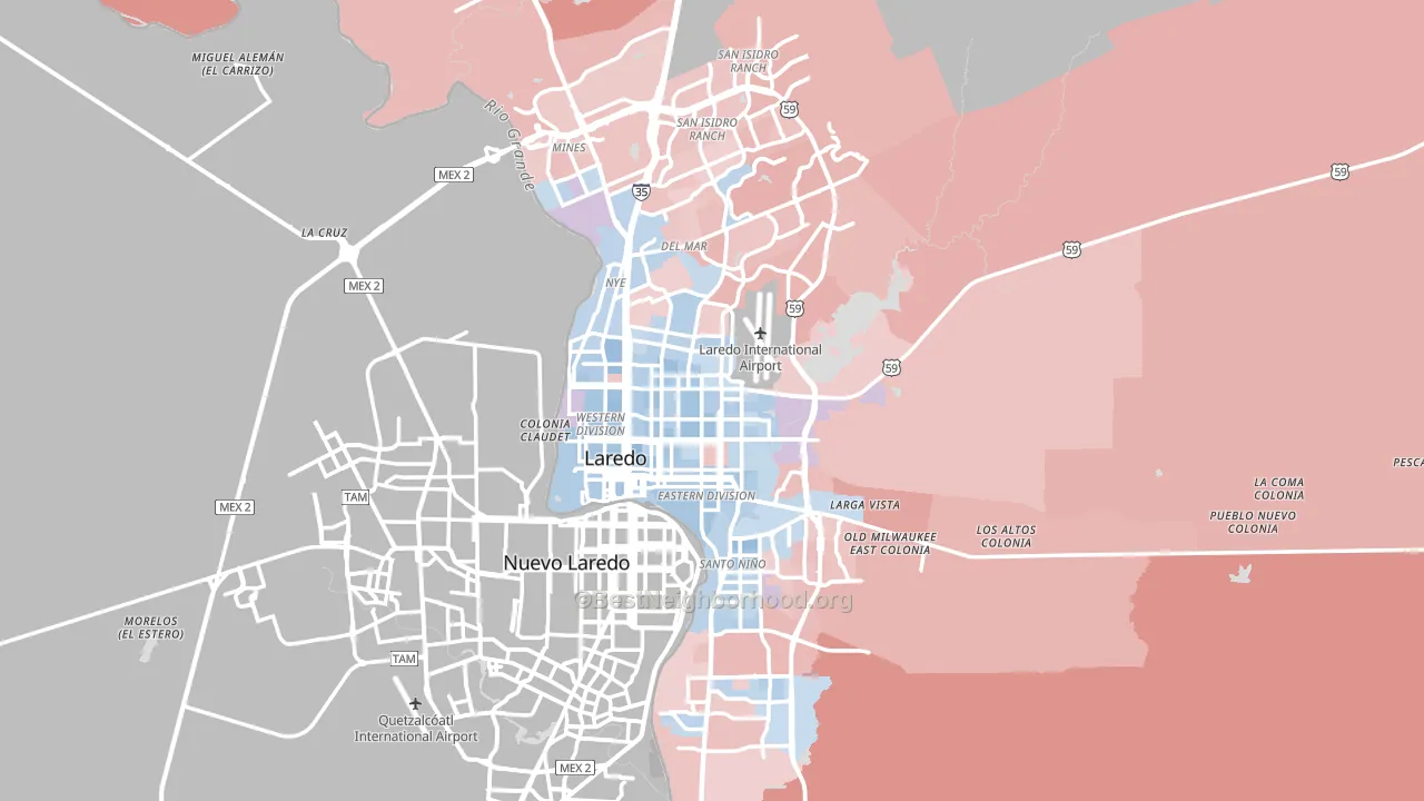 Laredo, TX block-group political-lean map