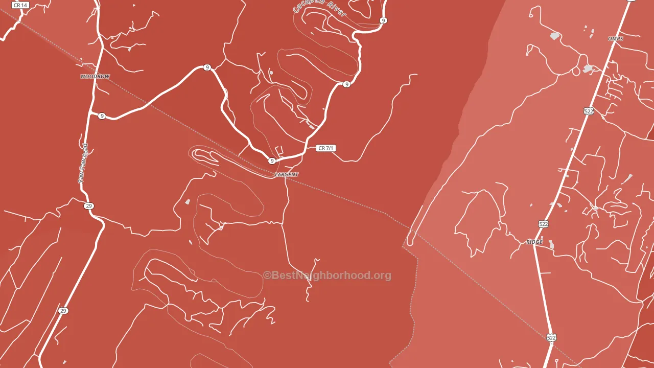 Largent, WV block-group political-lean map
