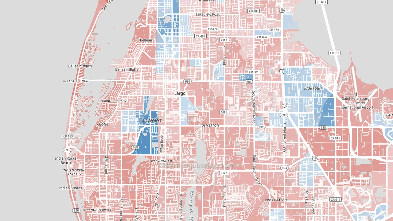 Largo, FL block-group political-lean map