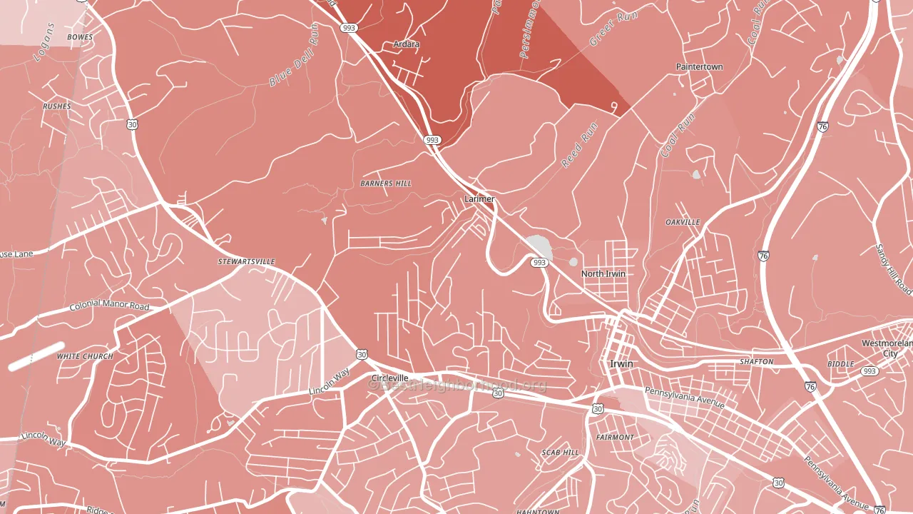Larimer, PA block-group political-lean map