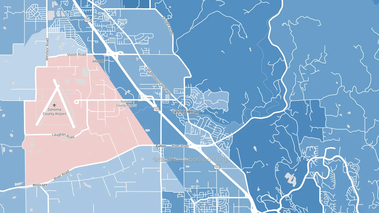 Larkfield-Wikiup, Santa Rosa, CA block-group political-lean map