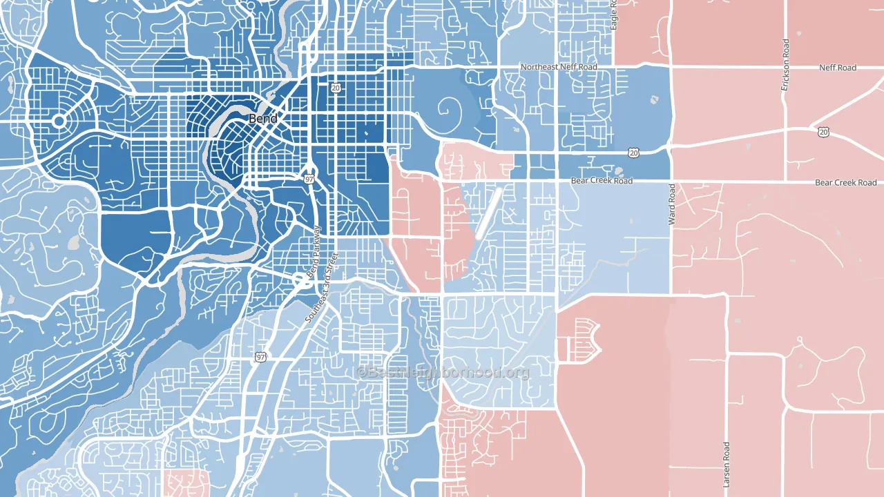 Larkspur, Bend, OR block-group political-lean map