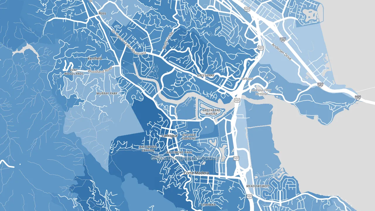 Larkspur, CA block-group political-lean map