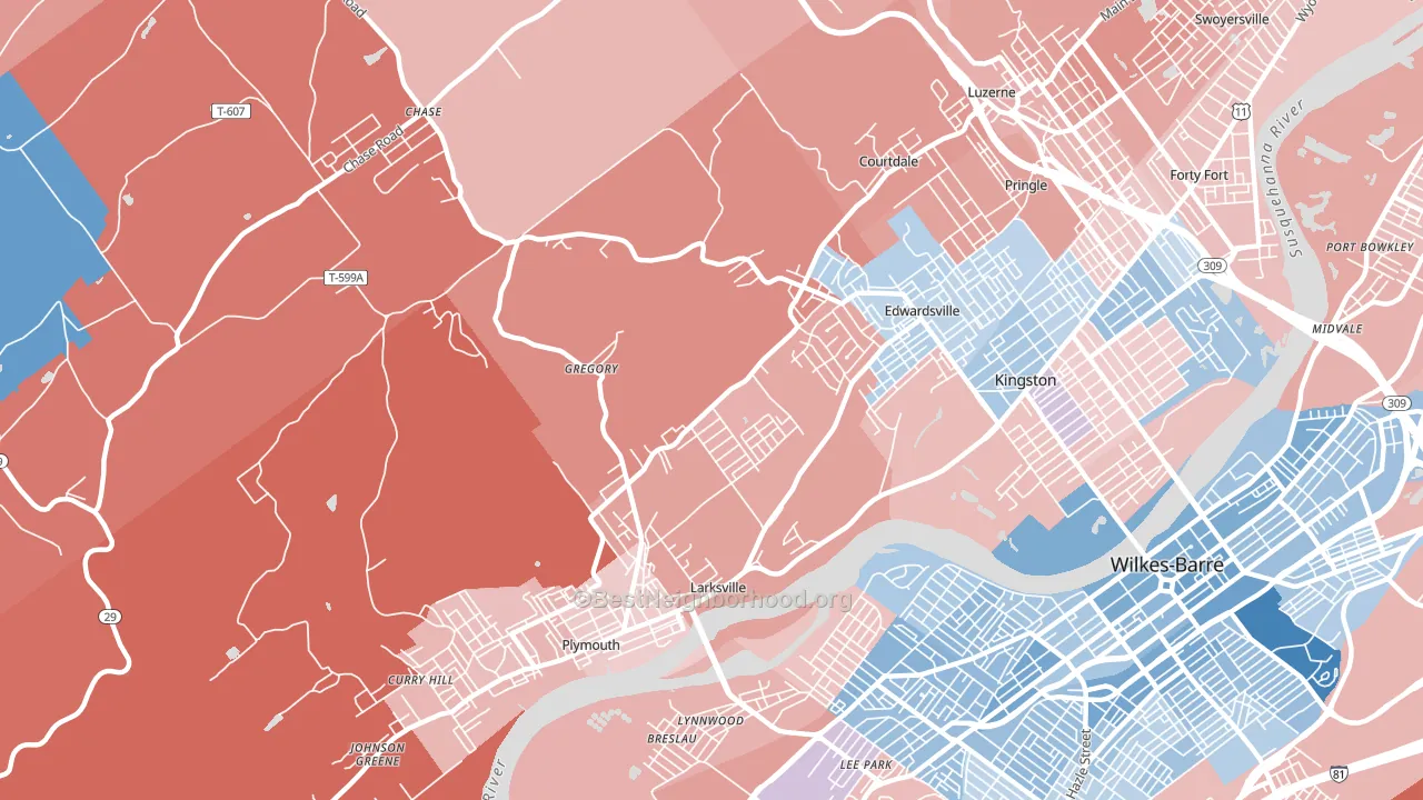 Larksville, PA block-group political-lean map