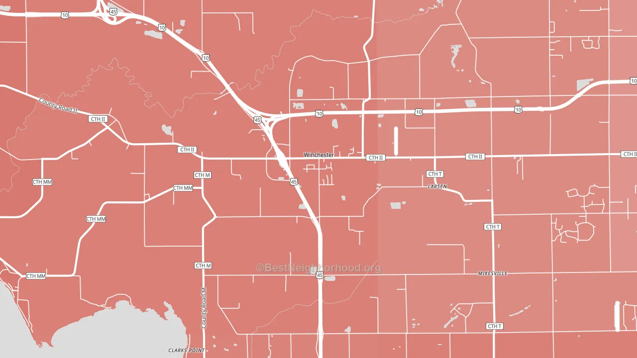 Larsen, WI block-group political-lean map