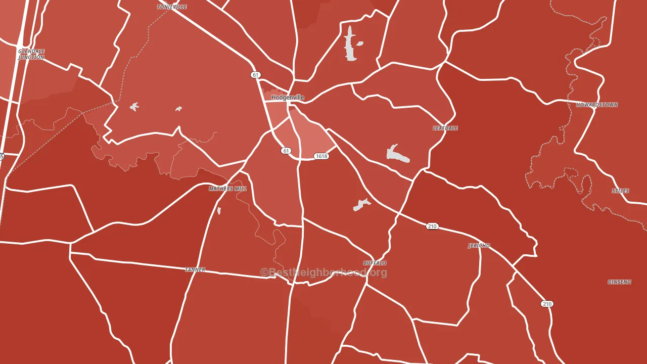 Larue County, KY block-group political-lean map