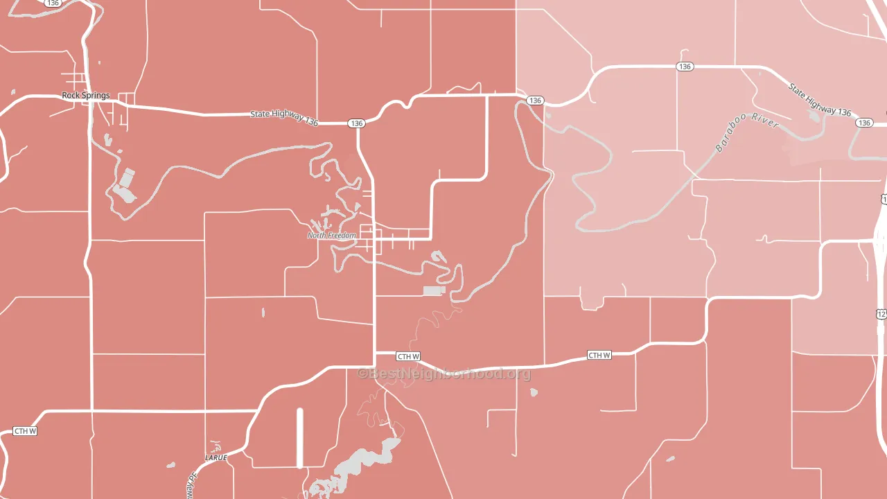 LaRue, WI block-group political-lean map