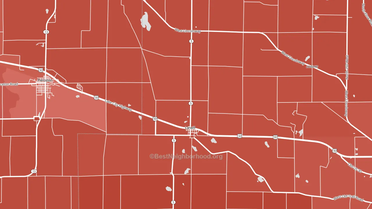 Larwill, IN block-group political-lean map