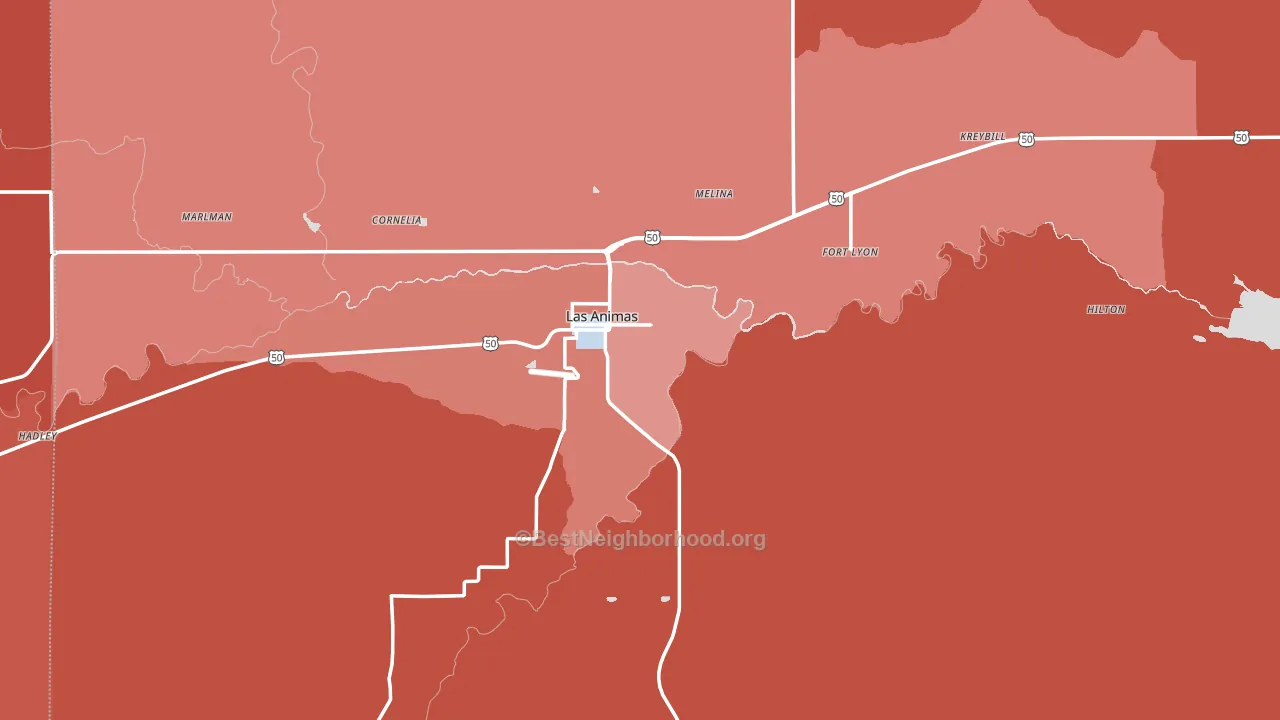 Las Animas, CO block-group political-lean map
