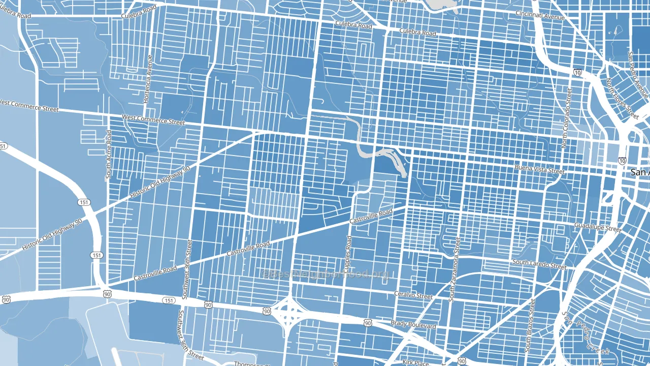 Las Palmas, San Antonio, TX block-group political-lean map