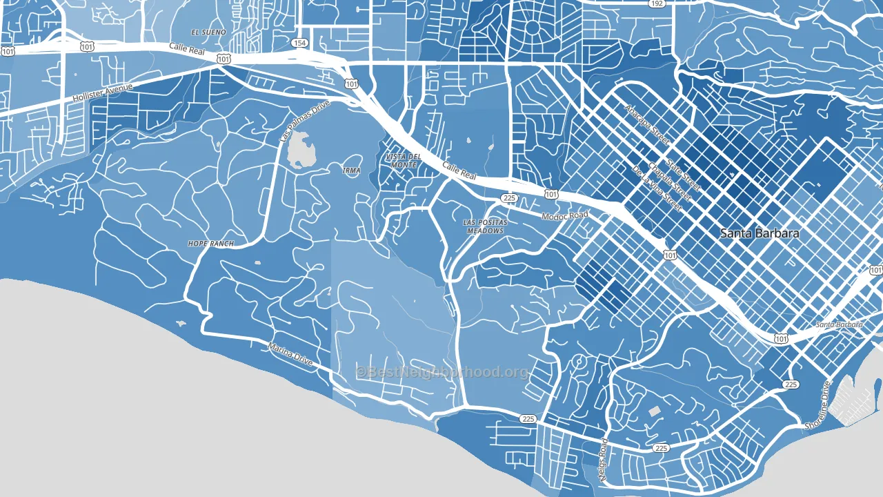 Las Positas, Santa Barbara, CA block-group political-lean map