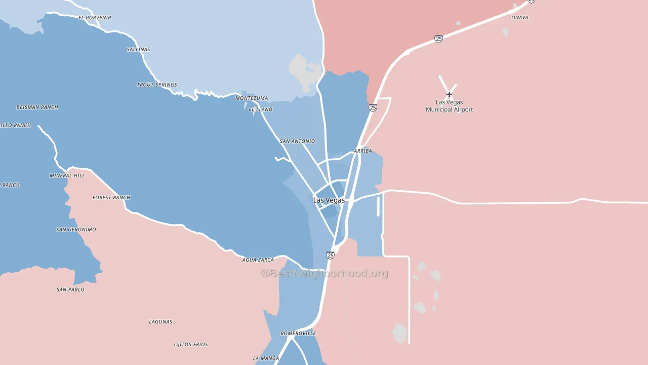 Las Vegas, NM block-group political-lean map