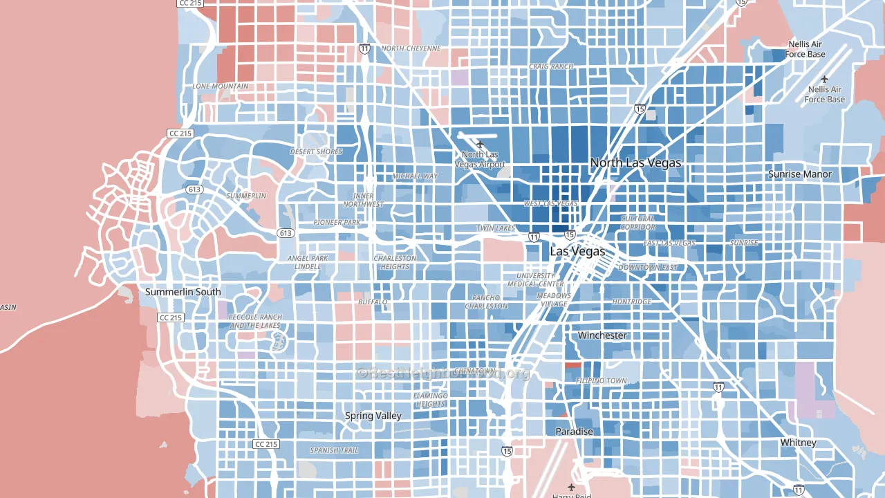 Las Vegas, NV block-group political-lean map