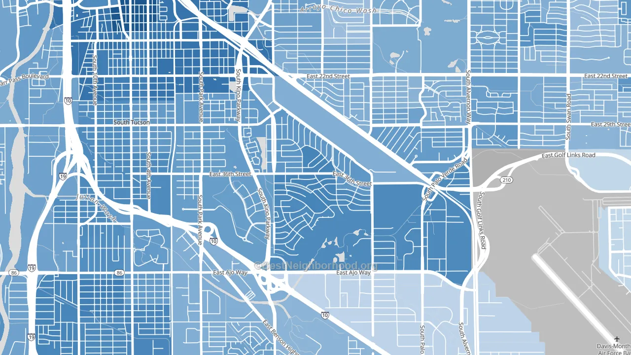 Las Vistas, Tucson, AZ block-group political-lean map