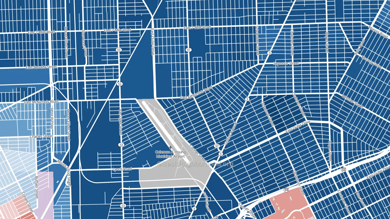 Lasalle College Park, Detroit, MI block-group political-lean map
