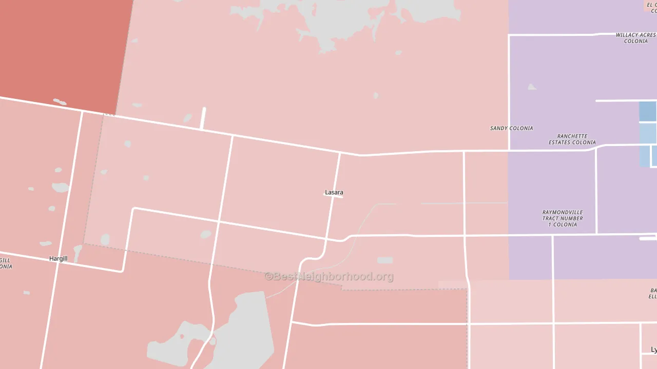 Lasara, TX block-group political-lean map