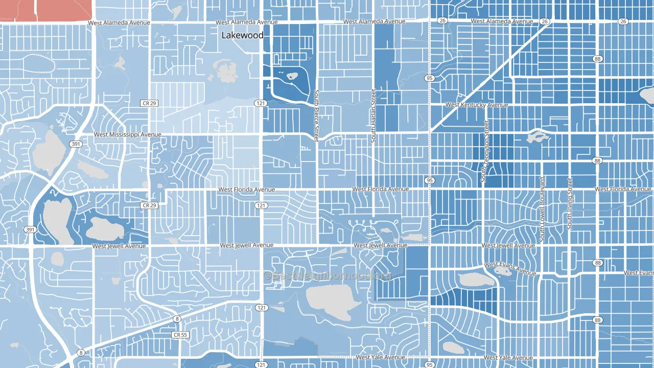 Lasley, Lakewood, CO block-group political-lean map