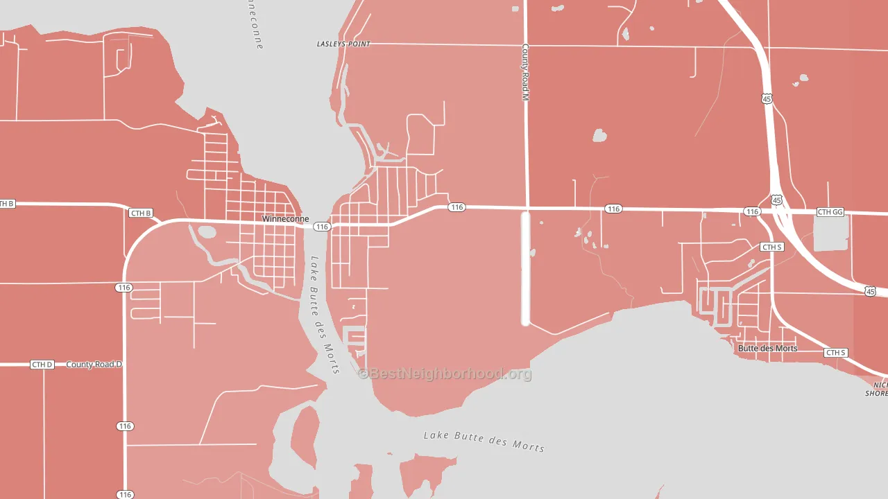 Lasleys Point, WI block-group political-lean map