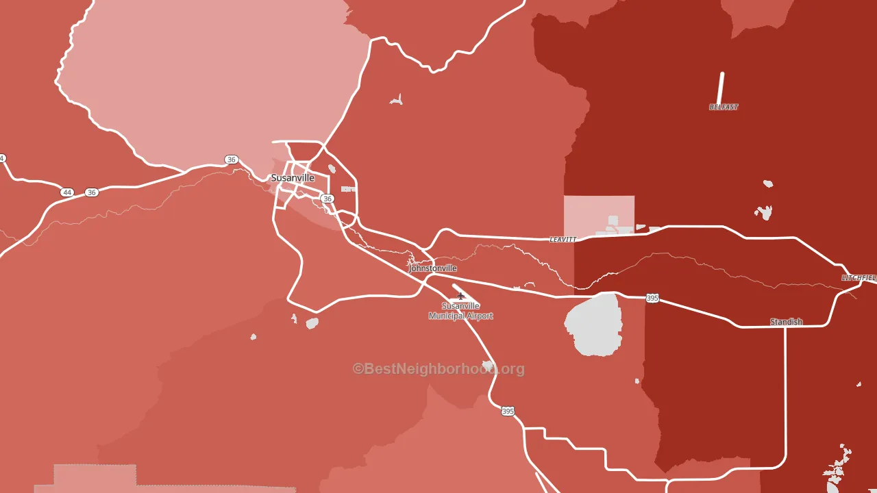 Lassen County, CA block-group political-lean map