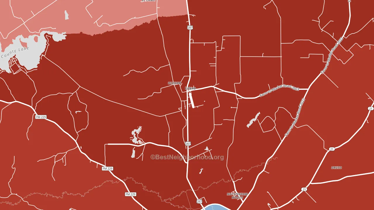 Latexo, TX block-group political-lean map