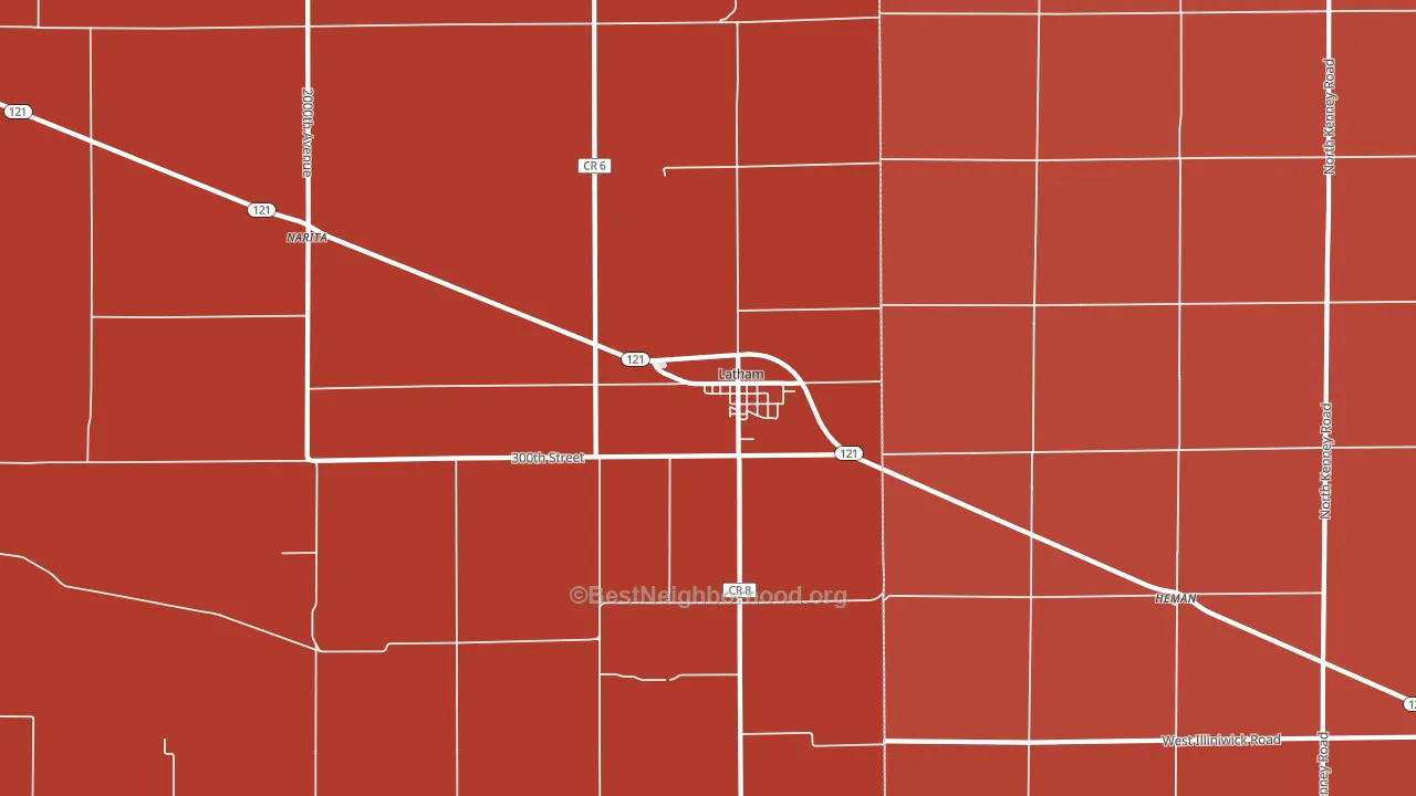 Latham, IL block-group political-lean map