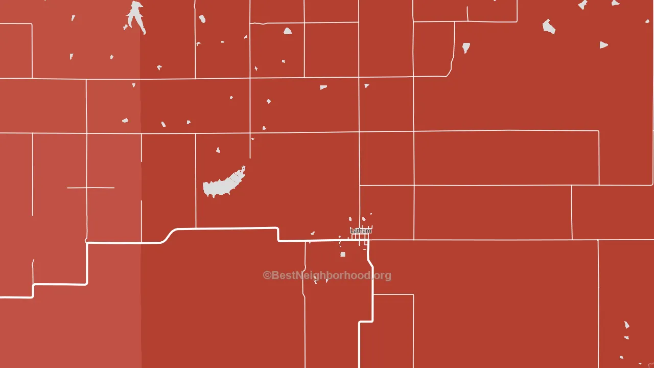 Latham, KS block-group political-lean map