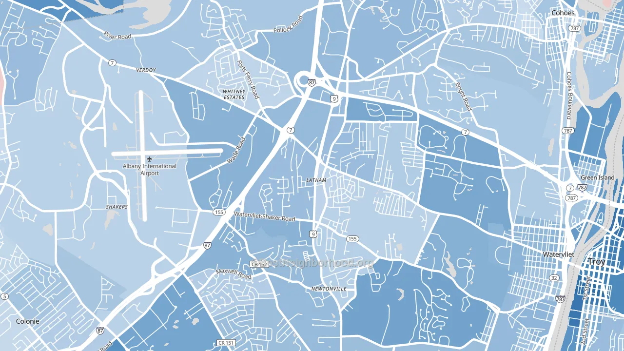 Latham, NY block-group political-lean map